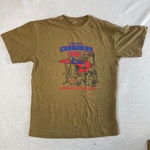 VTG Montreal Canadiens Fan T-Shirt Mens XL Brown Skeleton Die Hard Fan